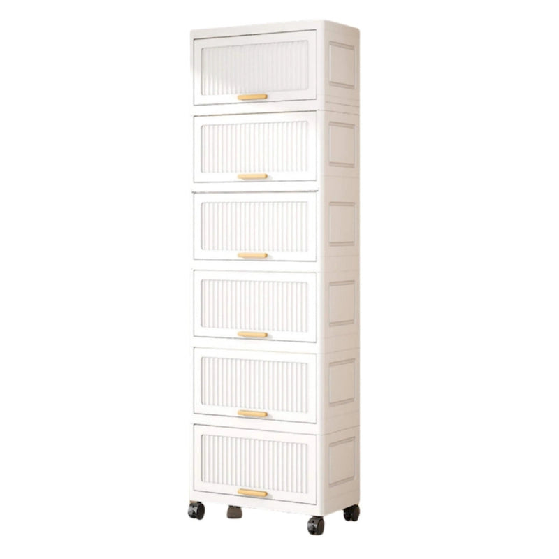 Kitchen Carts, Flip Open Storage Box With Wheels, Movable Storage Cabinet, Kitchen Shelf, Movable Storage Box-White