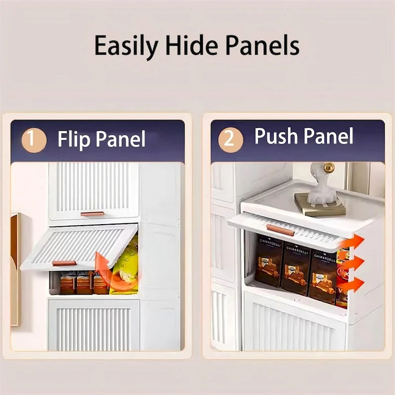 Kitchen Carts, Flip Open Storage Box With Wheels, Movable Storage Cabinet, Kitchen Shelf, Movable Storage Box-White