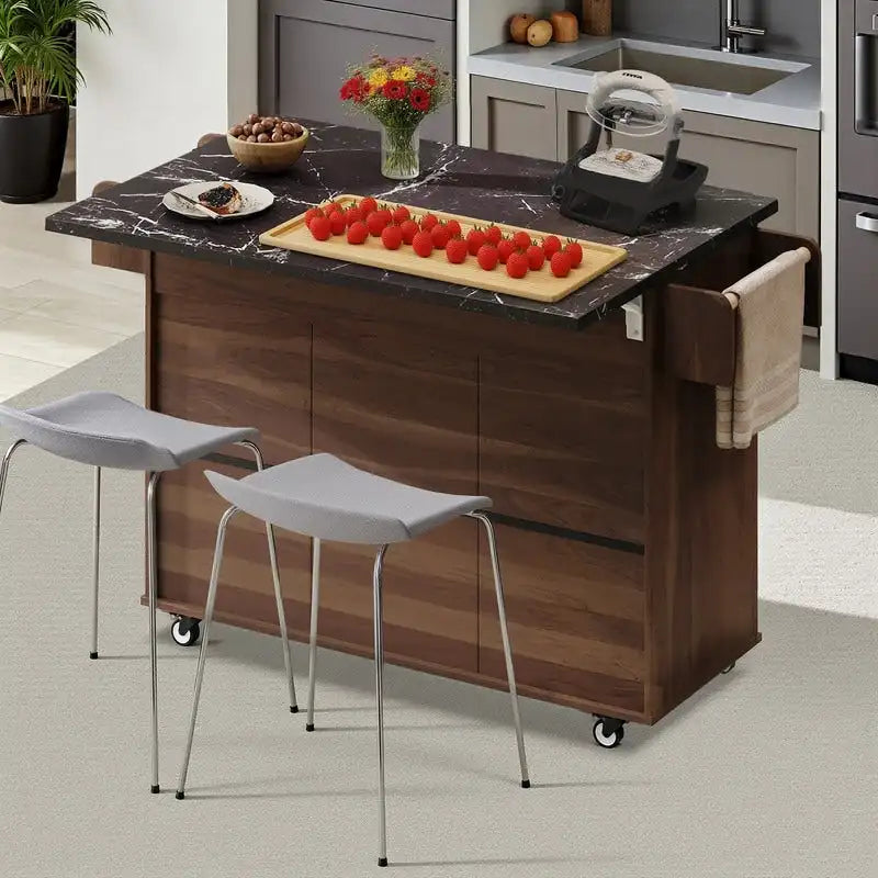 Alger Kitchen Island with Trash Can Storage Cabinet