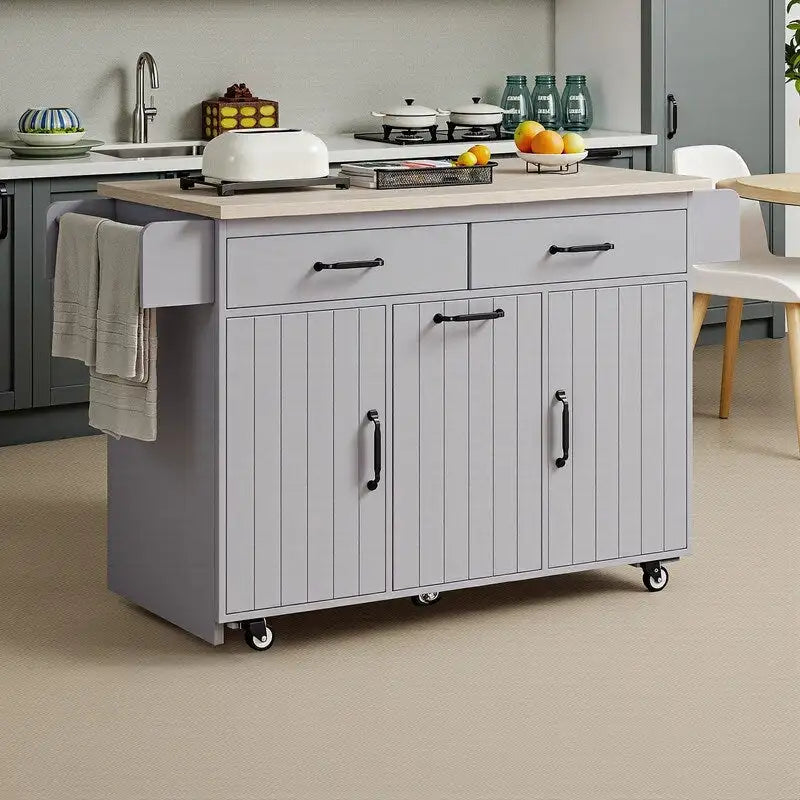 Alger Kitchen Island with Trash Can Storage Cabinet