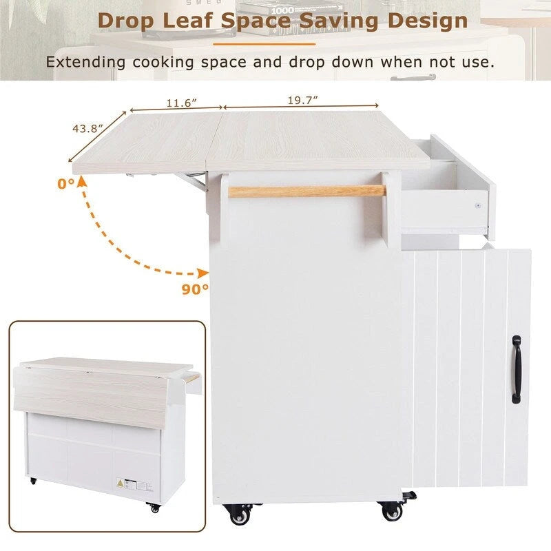 Alger Kitchen Island with Trash Can Storage Cabinet