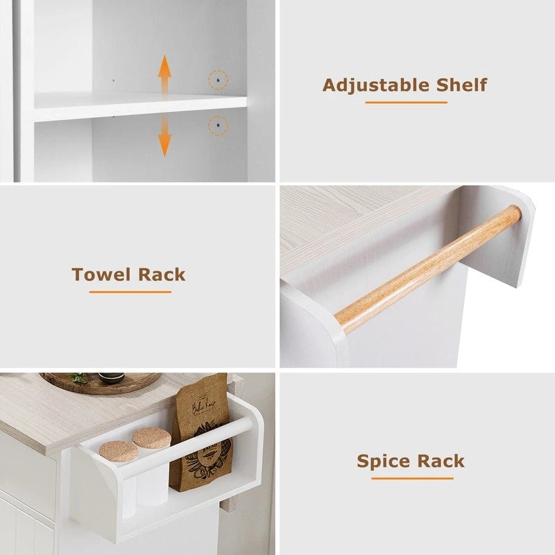 Alger Kitchen Island with Trash Can Storage Cabinet