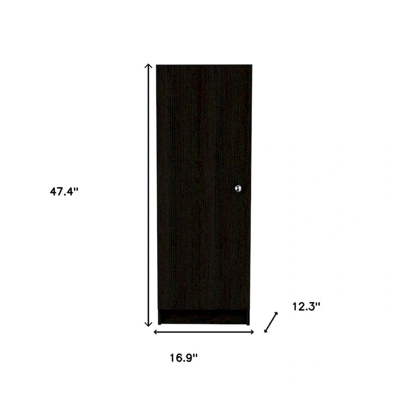 HomeRoots 47 Black Wood Pantry Or Storage Closet - 16.9' X '47.4' X '12.3