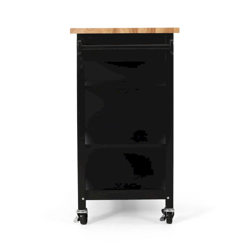 Kitchen Island Cart With Lockable Wheels, Utility Kitchen Cart With 1 Drawer, 3 Open Storage Shelves And Cabinet