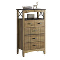 Bestier Hallway & Living Room Storage Cabinet w/ 2 Shelves and 5 Drawers, Brown - 83