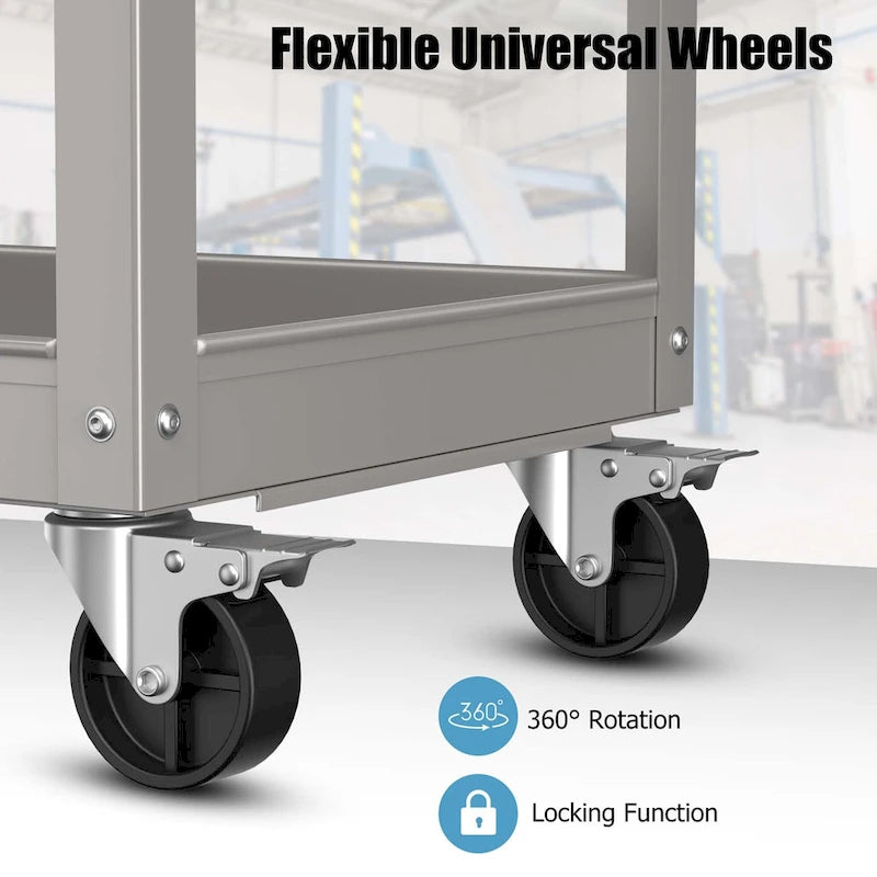 Costway 3-Tier Metal Utility Cart 400 lbs Storage Service Trolley Tool - See Details
