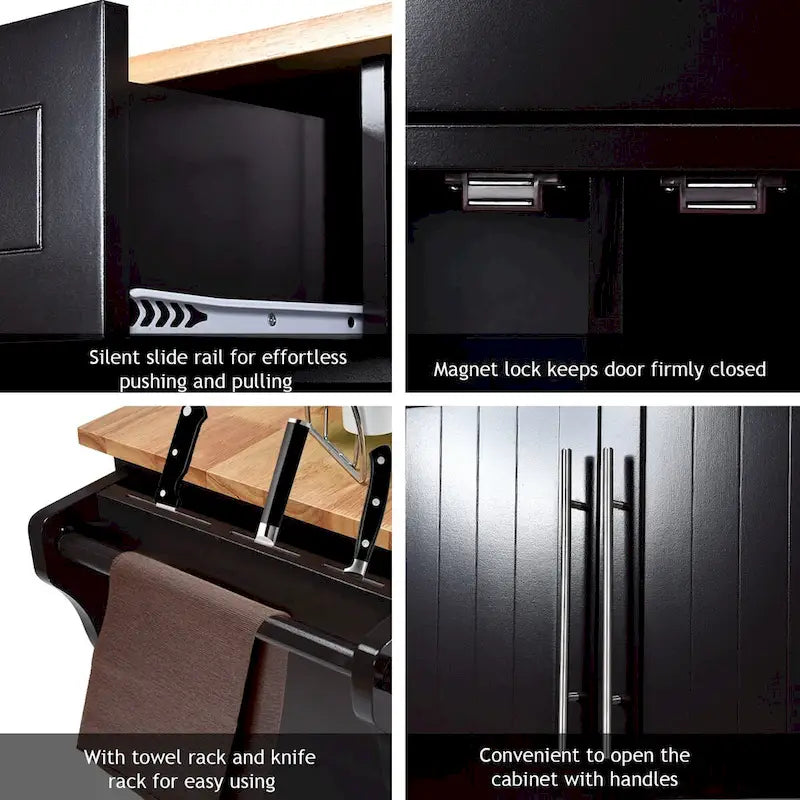 Costway Kitchen Island Trolley Cart Wood Top Rolling Storage Cabinet