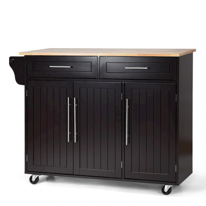 Costway Kitchen Island Trolley Cart Wood Top Rolling Storage Cabinet