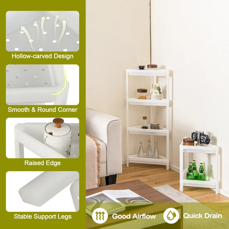Gymax 2PCS 3 Tier Detachable Floor Corner Shower Shelf Counter Corner