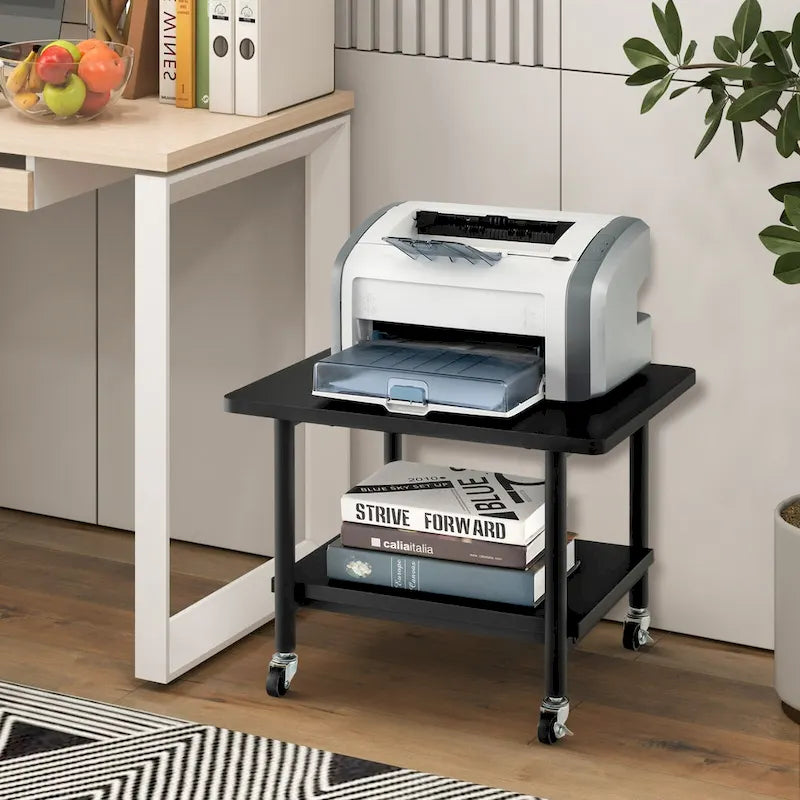Gymax Printer Stand w/ Storage Under Desk Printer Table w/ 4 Wheels - See Details