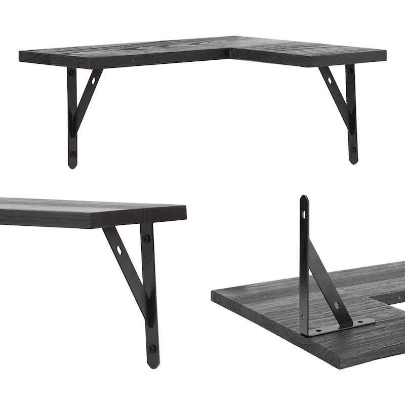 Wood Floating Shelves Set of 3, Wall Mounted Shelves for Bedroom, Bathroom, Living Room, and Kitchen Wall Decor 15.7*11.4in