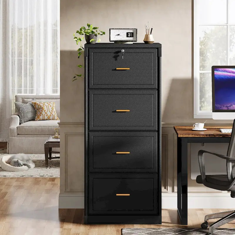 4-Drawer File Cabinet with Lock for A4/Letter/Legal Size Files