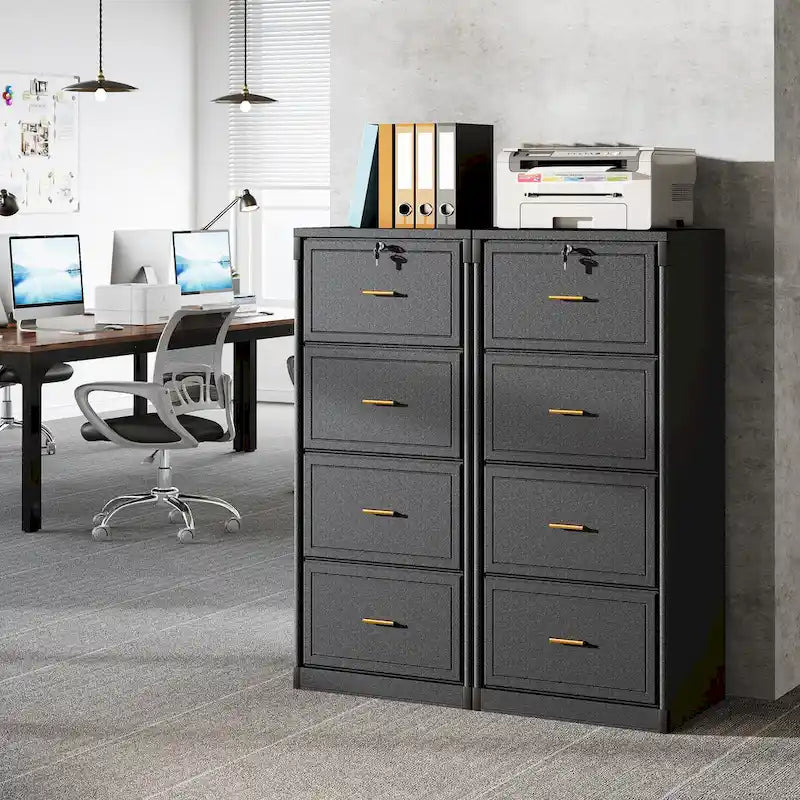 4-Drawer File Cabinet with Lock for A4/Letter/Legal Size Files