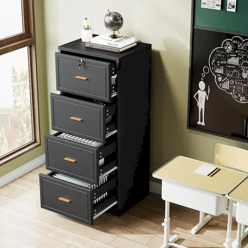 4-Drawer File Cabinet with Lock for A4/Letter/Legal Size Files