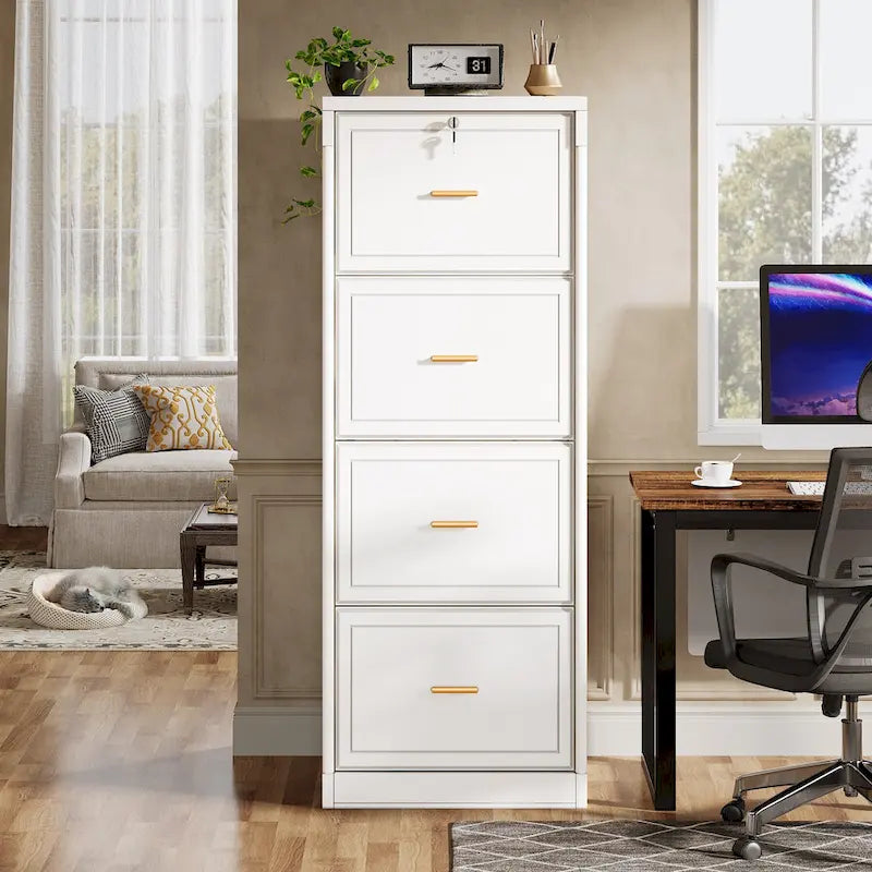 4-Drawer File Cabinet with Lock for A4/Letter/Legal Size Files