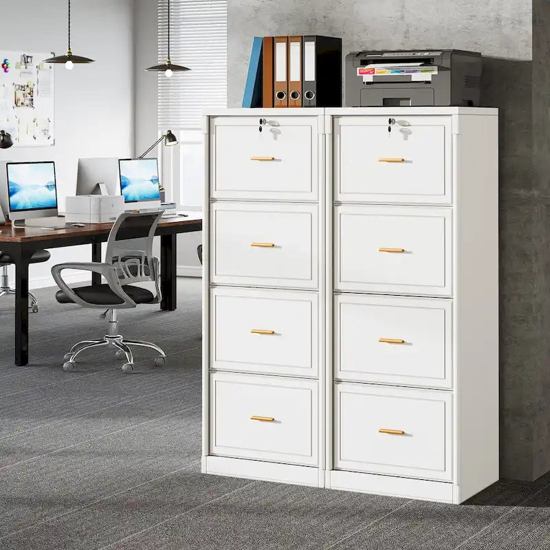 4-Drawer File Cabinet with Lock for A4/Letter/Legal Size Files
