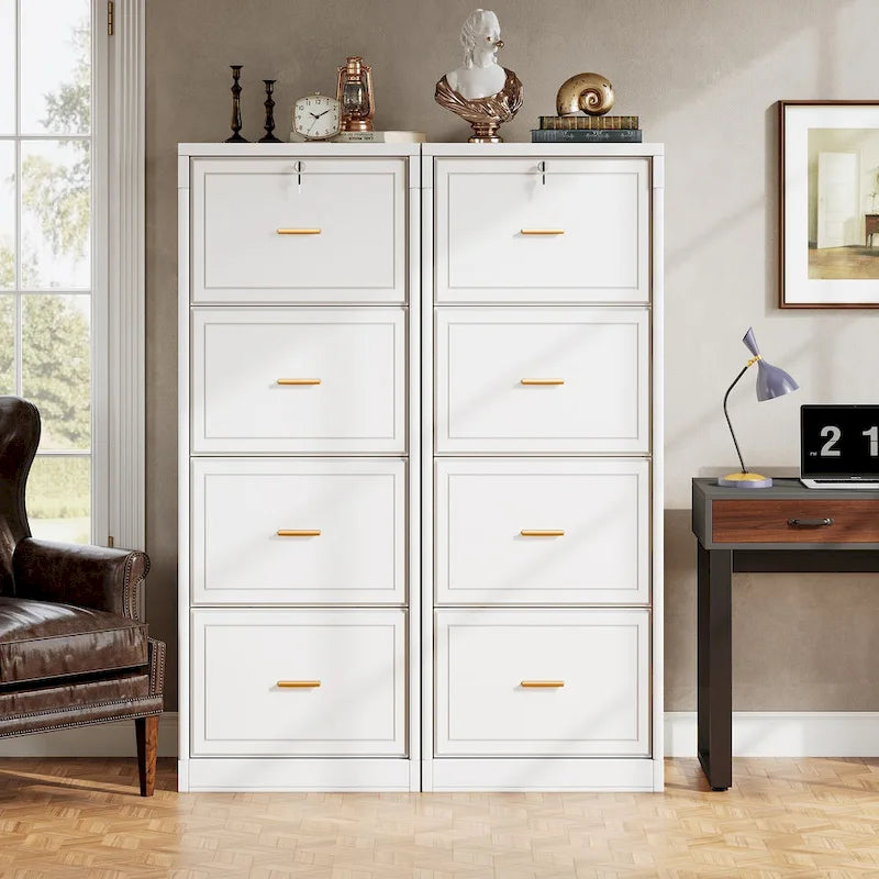 4-Drawer File Cabinet with Lock for A4/Letter/Legal Size Files