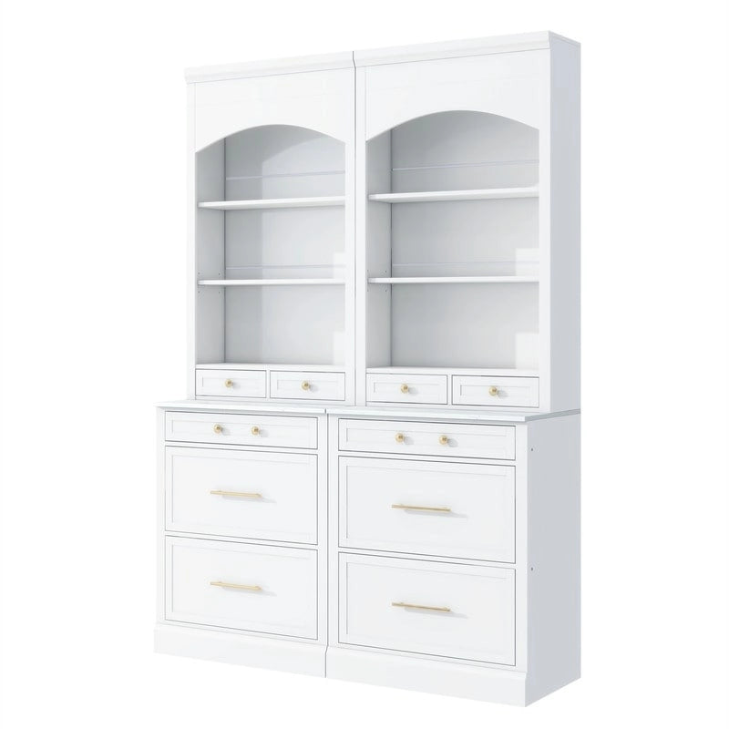 Freestanding Kitchen Pantry Cabinet Combo/Single Kitchen Pantry, Tall Kitchen Hutch with Storage Drawers and Adjustable Shelf