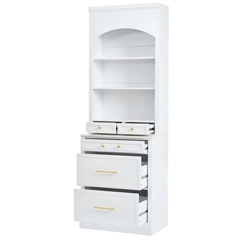 Freestanding Kitchen Pantry Cabinet Combo/Single Kitchen Pantry, Tall Kitchen Hutch with Storage Drawers and Adjustable Shelf