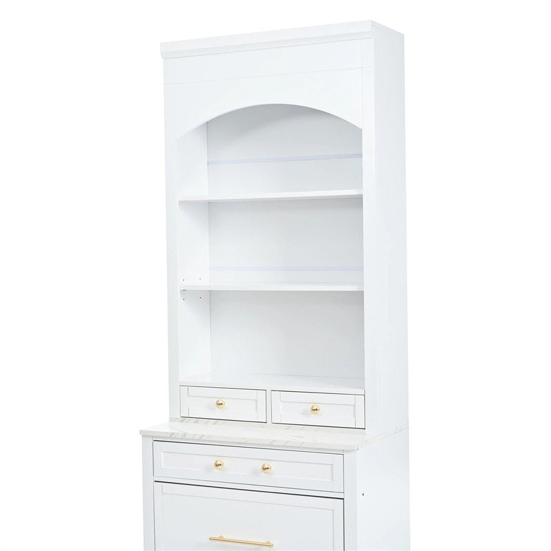 Freestanding Kitchen Pantry Cabinet Combo/Single Kitchen Pantry, Tall Kitchen Hutch with Storage Drawers and Adjustable Shelf