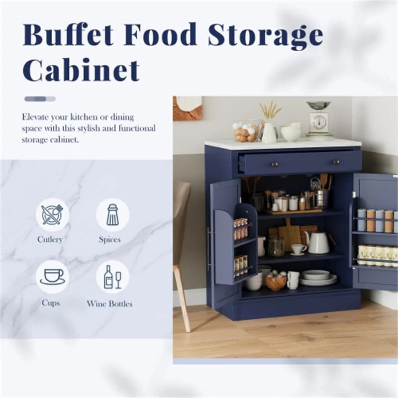 Freestanding Kitchen Pantry Cabinet Combo/Single Kitchen Pantry, Tall Kitchen Hutch with Storage Drawers and Adjustable Shelf