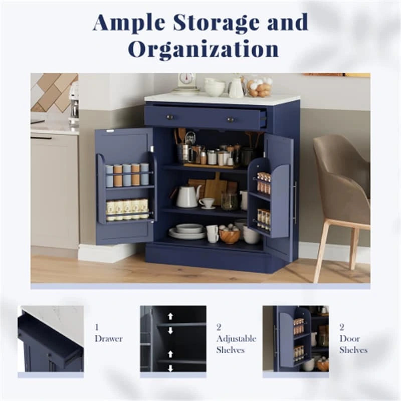 Freestanding Kitchen Pantry Cabinet Combo/Single Kitchen Pantry, Tall Kitchen Hutch with Storage Drawers and Adjustable Shelf