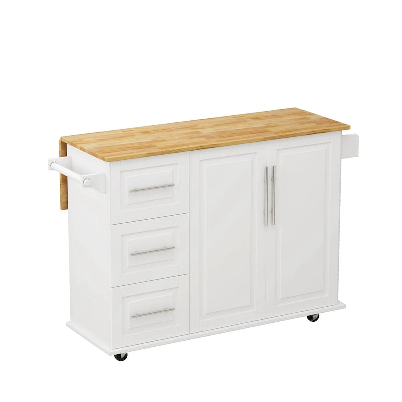 Kitchen Island Cart With 2 Door Cabinet And Three Drawers(no include stool)