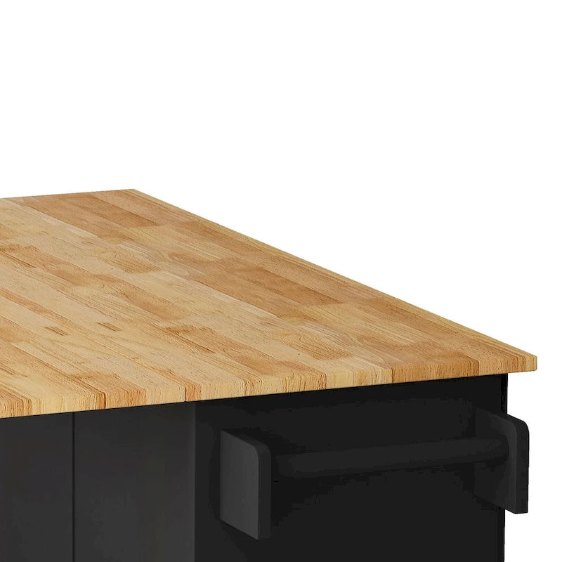 Kitchen Island Cart With 2 Door Cabinet And Three Drawers(no include stool)