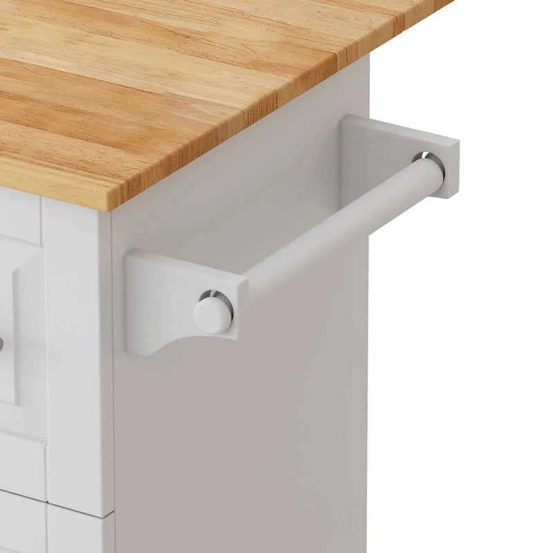 Kitchen Island Cart With 2 Door Cabinet And Three Drawers(no include stool)