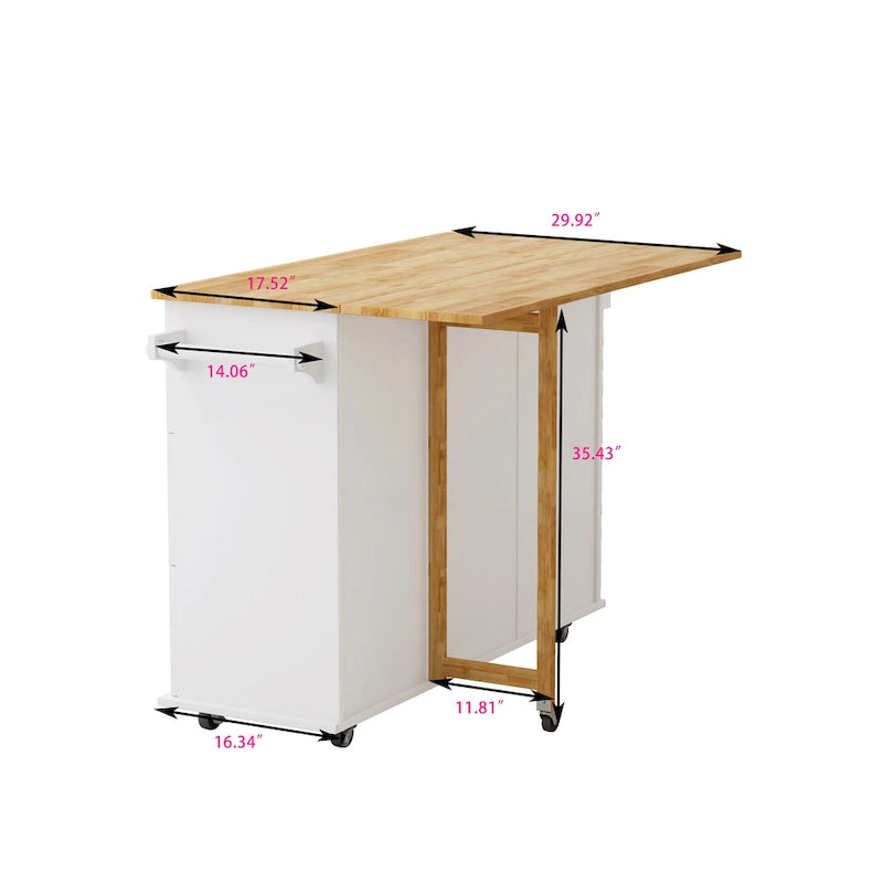 Kitchen Island Cart With 2 Door Cabinet And Three Drawers(no include stool)