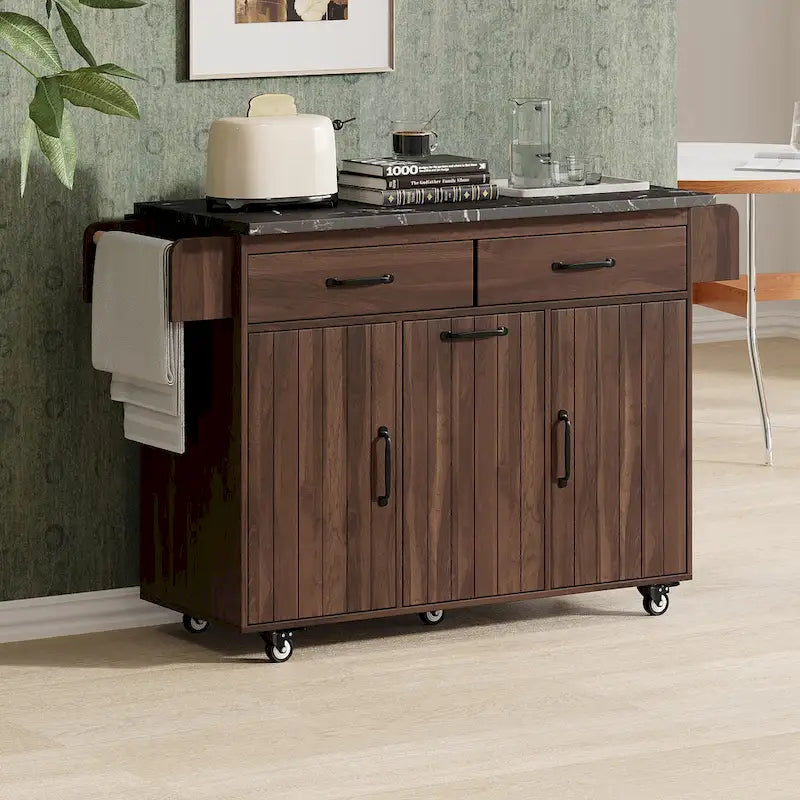 Kitchen Island With Trash Can Storage Cabinet(no include stool)