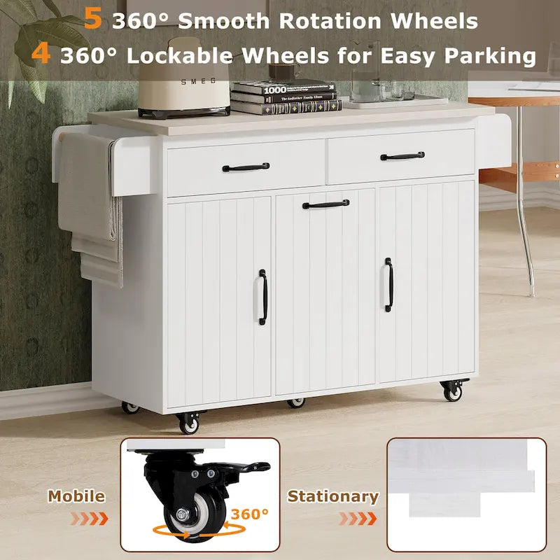 Kitchen Island With Trash Can Storage Cabinet(no include stool)