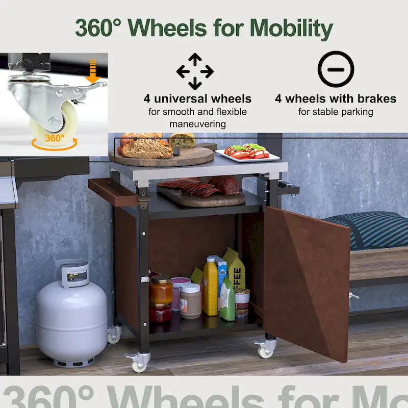 Outdoor Grill Cart With Stainless Steel Tabletop(no include stool)