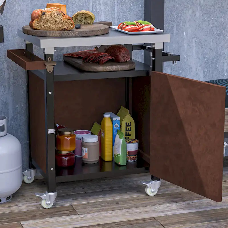 Outdoor Grill Cart With Stainless Steel Tabletop(no include stool)