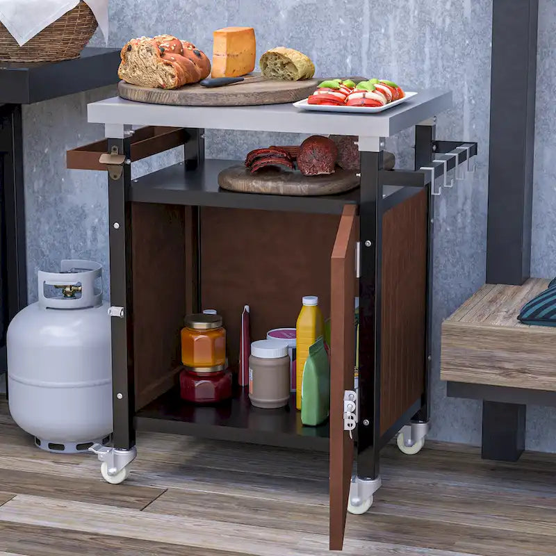 Outdoor Grill Cart With Stainless Steel Tabletop(no include stool)