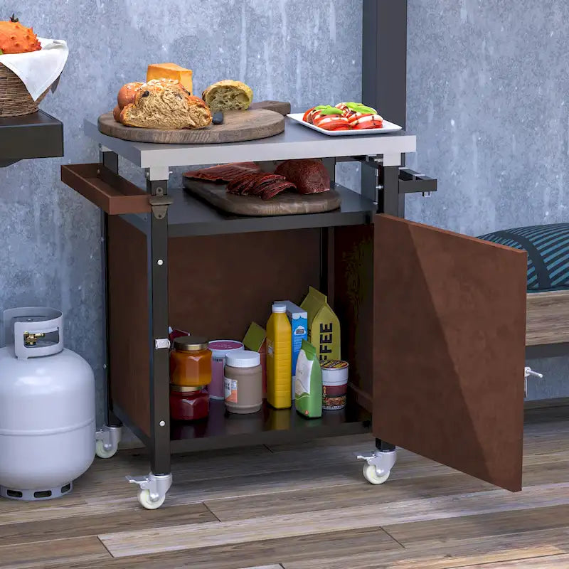 Outdoor Grill Cart With Stainless Steel Tabletop(no include stool)