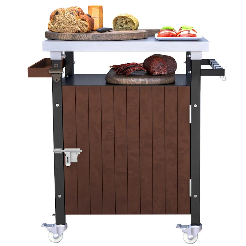 Outdoor Grill Cart With Stainless Steel Tabletop(no include stool)