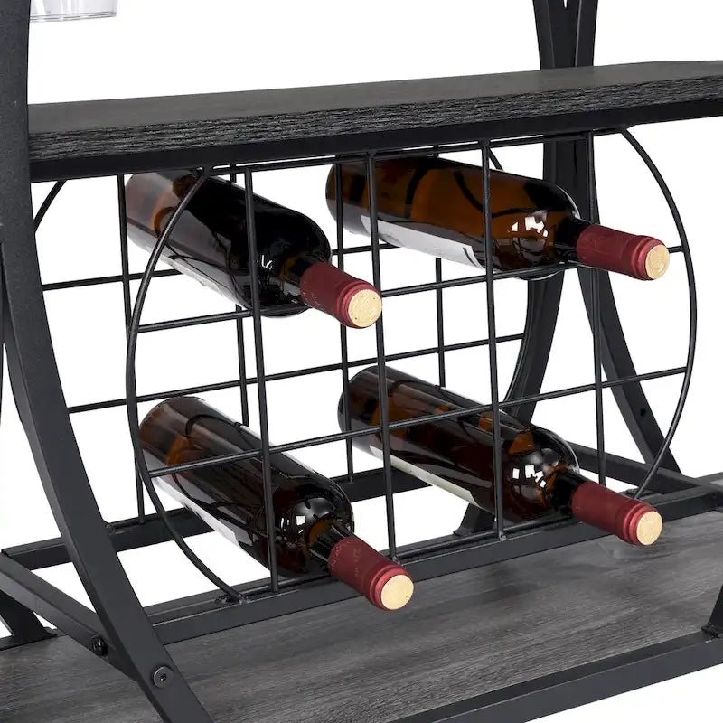 Industrial Bar Cart Kitchen Bar&Serving Cart For Home With Wheels 3 -Tier Storage Shelves(no include stool)