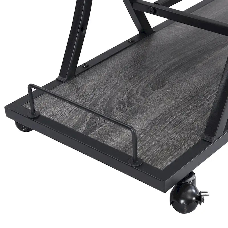 Industrial Bar Cart Kitchen Bar&Serving Cart For Home With Wheels 3 -Tier Storage Shelves(no include stool)