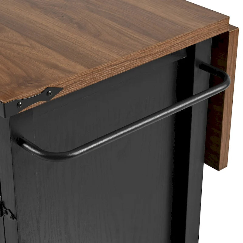 53.5Farmhouse Kitchen Island with Power Outlet, Kitchen Storage Island with Drop Leaf, Spice Rack and Drawer