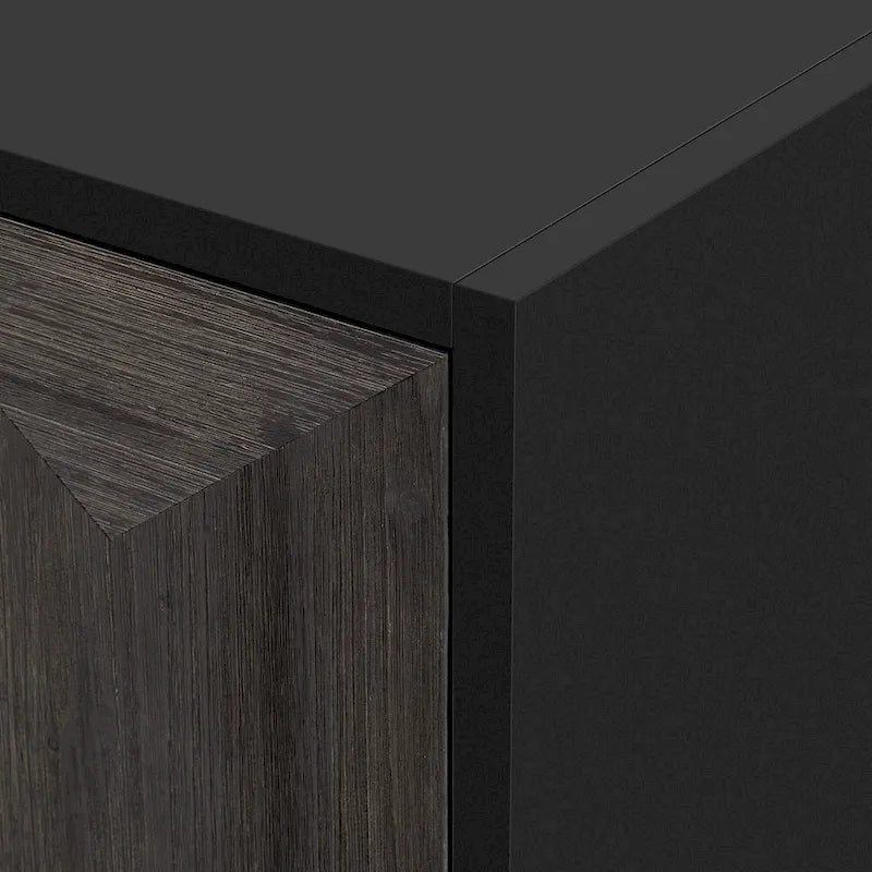 Wood Storage Cabinet 4-Door Sideboard with Brushed Doors, Kitchen Buffet Sideboard with Acrylic Handles for Kitchen