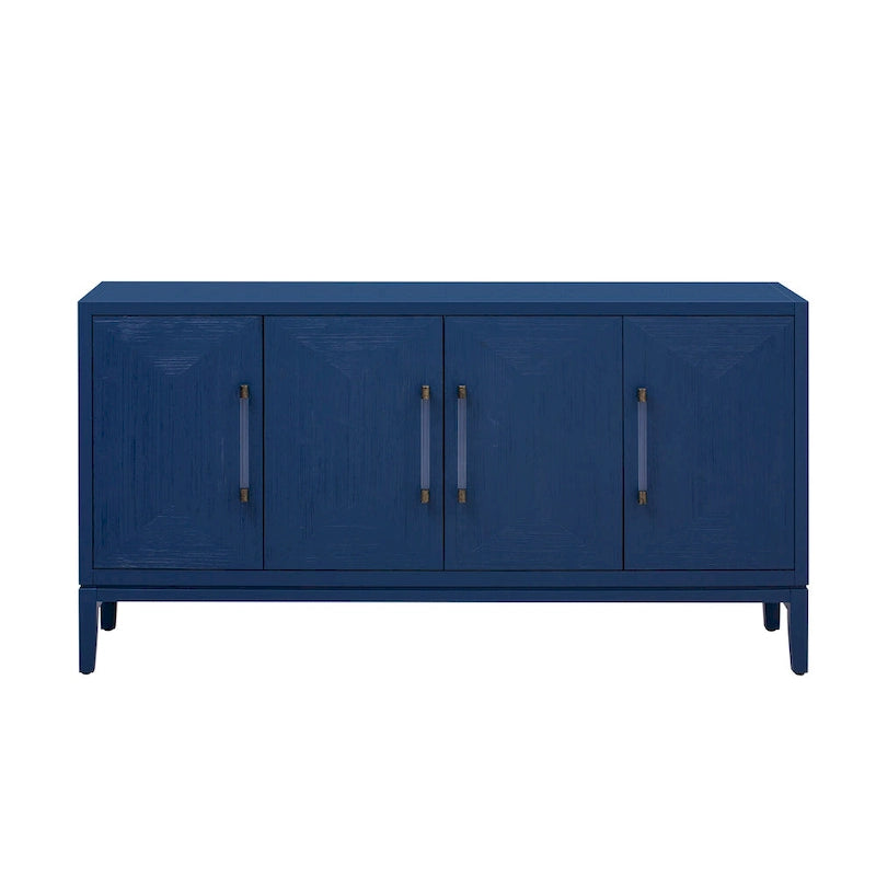 Wood Storage Cabinet 4-Door Sideboard with Brushed Doors, Kitchen Buffet Sideboard with Acrylic Handles for Kitchen