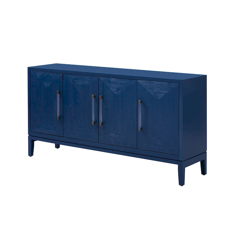 Wood Storage Cabinet 4-Door Sideboard with Brushed Doors, Kitchen Buffet Sideboard with Acrylic Handles for Kitchen