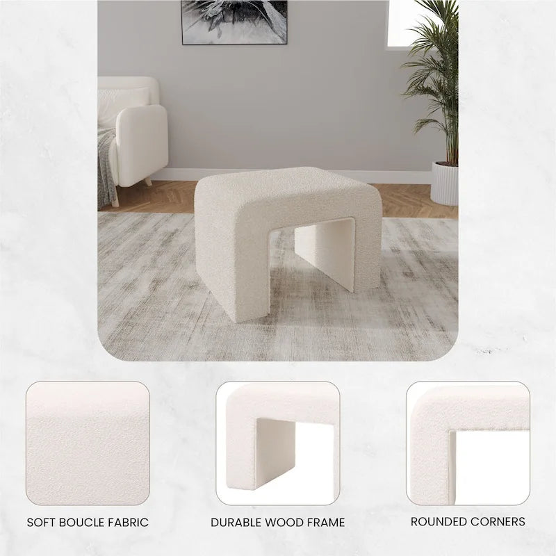 Vint 26 Modern Bench Upholstered in Velvet or Boucle With Padded Foam Seat for Living Room Bedroom Home Office