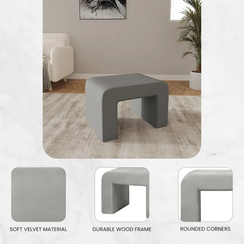 Vint 26 Modern Bench Upholstered in Velvet or Boucle With Padded Foam Seat for Living Room Bedroom Home Office