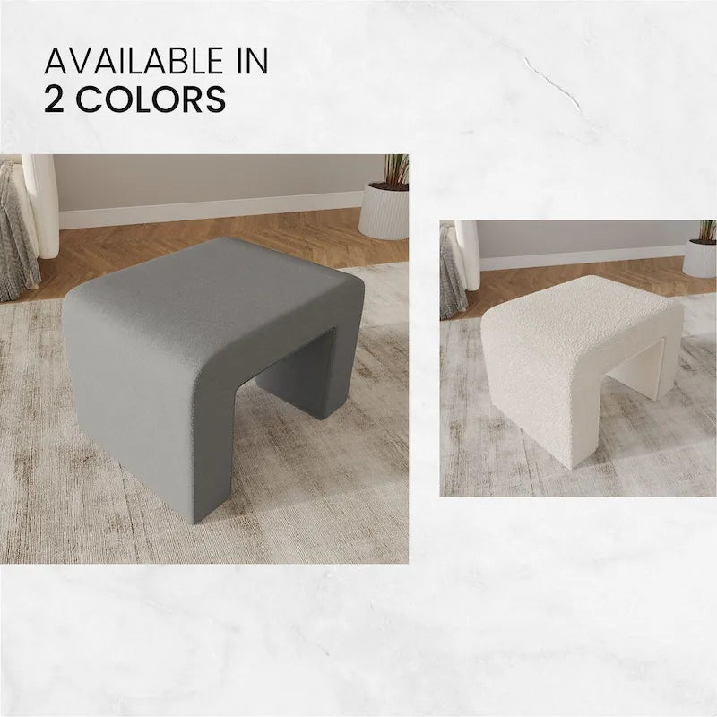Vint 26 Modern Bench Upholstered in Velvet or Boucle With Padded Foam Seat for Living Room Bedroom Home Office