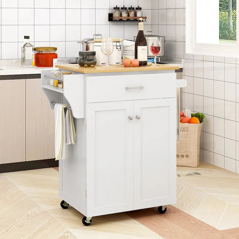 Gymax Rolling Kitchen Island Utility Kitchen Cart Storage Cabinet - See Details