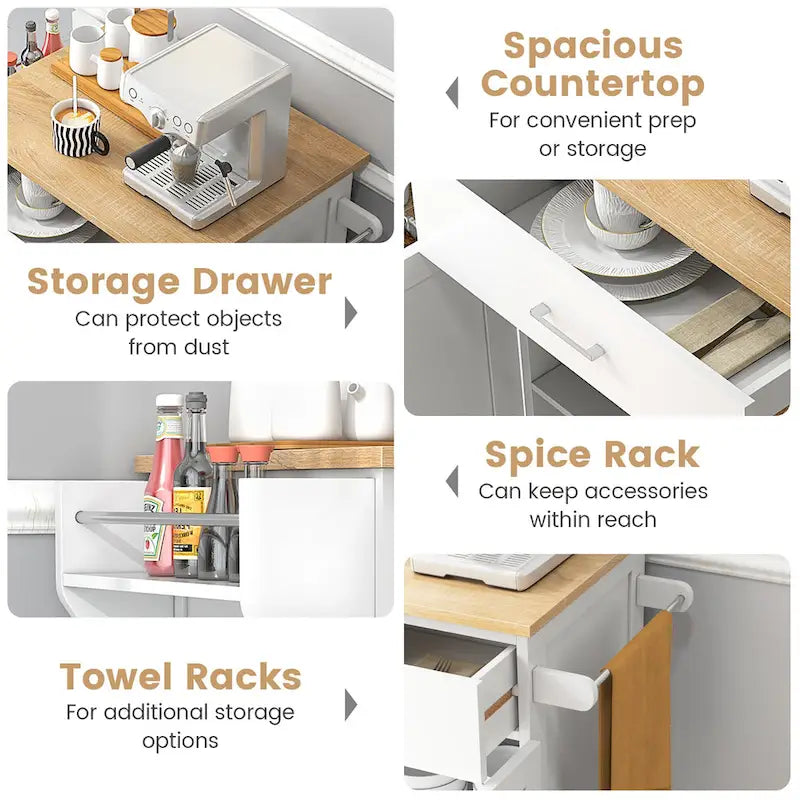 Gymax Rolling Kitchen Island Utility Kitchen Cart Storage Cabinet - See Details