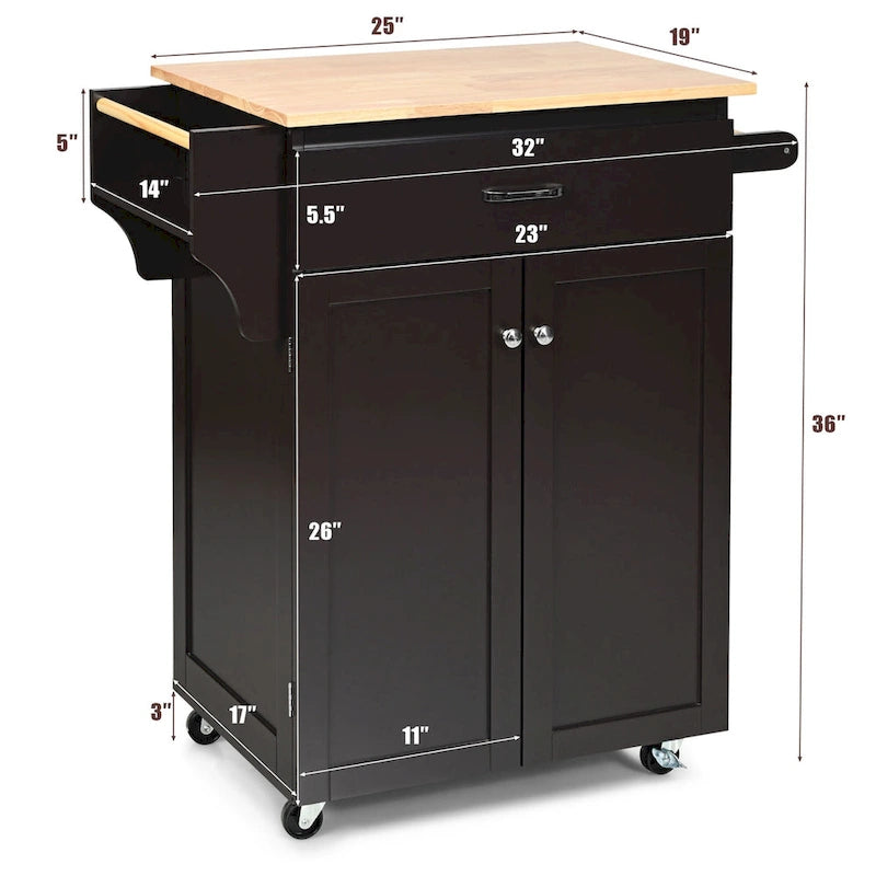 Gymax Rolling Kitchen Island Utility Kitchen Cart Storage Cabinet - See Details