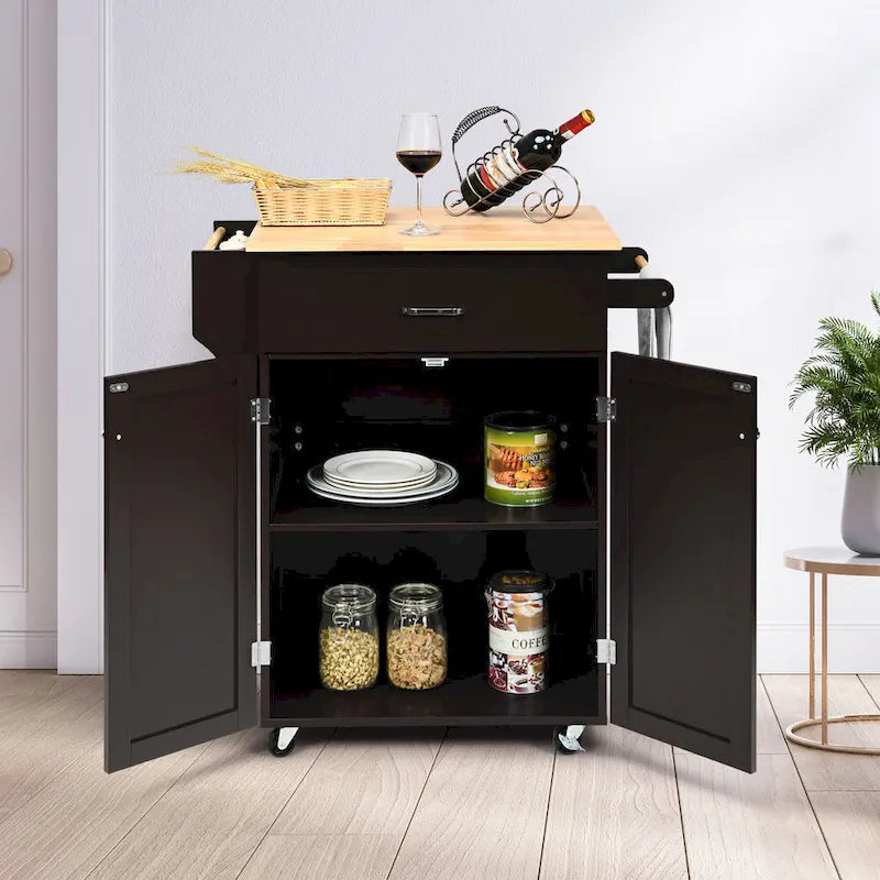 Gymax Rolling Kitchen Island Utility Kitchen Cart Storage Cabinet - See Details